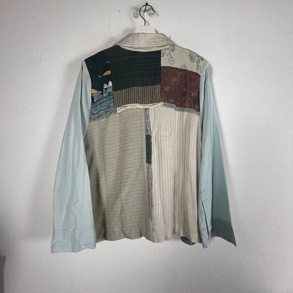 Donna Jessica Womens Patchwork Lagenlook Oversized Hippie Jacket Size 1 Artsy - Picture 2 of 9